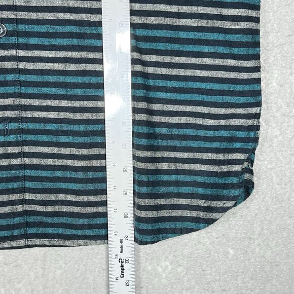 Levi's Button Up Shirt Linen Blend Striped Men's Size XL Green/Blue/Black - Picture 5 of 10